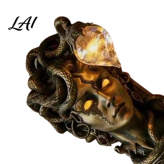 Mythical Snake Hair Decor Retro Gorgon Wall Lamp Woman Resin Sculpture Gothic Sconce Artistic Mounted Light for Indoor Corridor Entrance Decoration