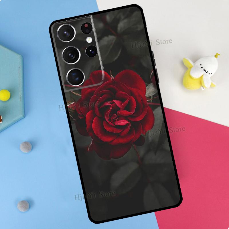 Red Rose Flower Phone Case For Samsung Galaxy S23 S22 Ultra Note 20 10 S8 S9 S10 Plus S20 FE S21 FE Cover