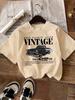 The Cartoon Sardine Letter Printed T-shirt Is a Casual and Versatile Top with a Style Suitable for Daily Neutral and Loose Wear