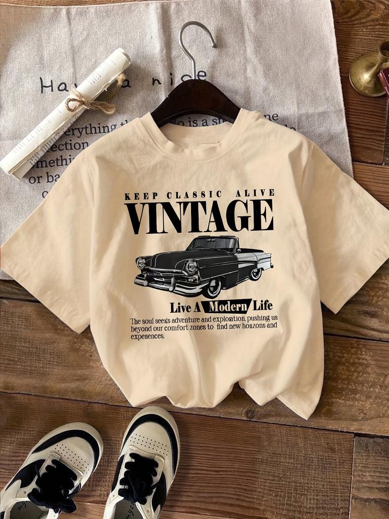 The Cartoon Sardine Letter Printed T-shirt Is a Casual and Versatile Top with a Style Suitable for Daily Neutral and Loose Wear