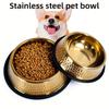 Gold Plated Stainless Steel Dog Bowl with Anti-Slip Design Elevated Pet Feeder for Large Small Dogs Gold Plated Pet Bowl Gift