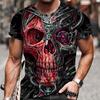 Herren T-Shirt für Männer Kleidung Totenkopf Grafik Horror Print Tops Kurzarm Mode Lässig Übergroßes T-Shirt Straßenkleidung