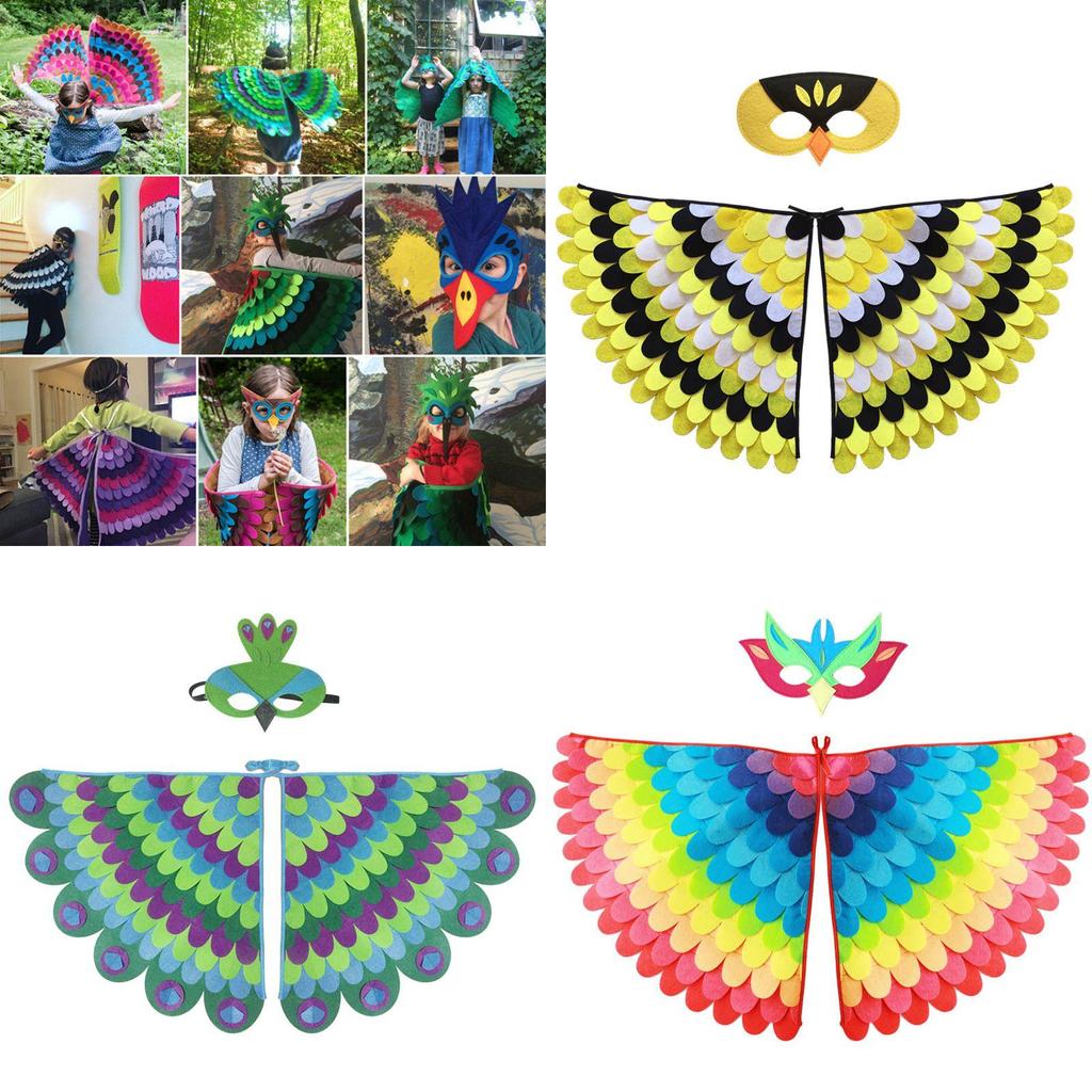 Bunte Filzpfauenflügel Mit Maske Ideal Für Halloween Und Kostümpartys