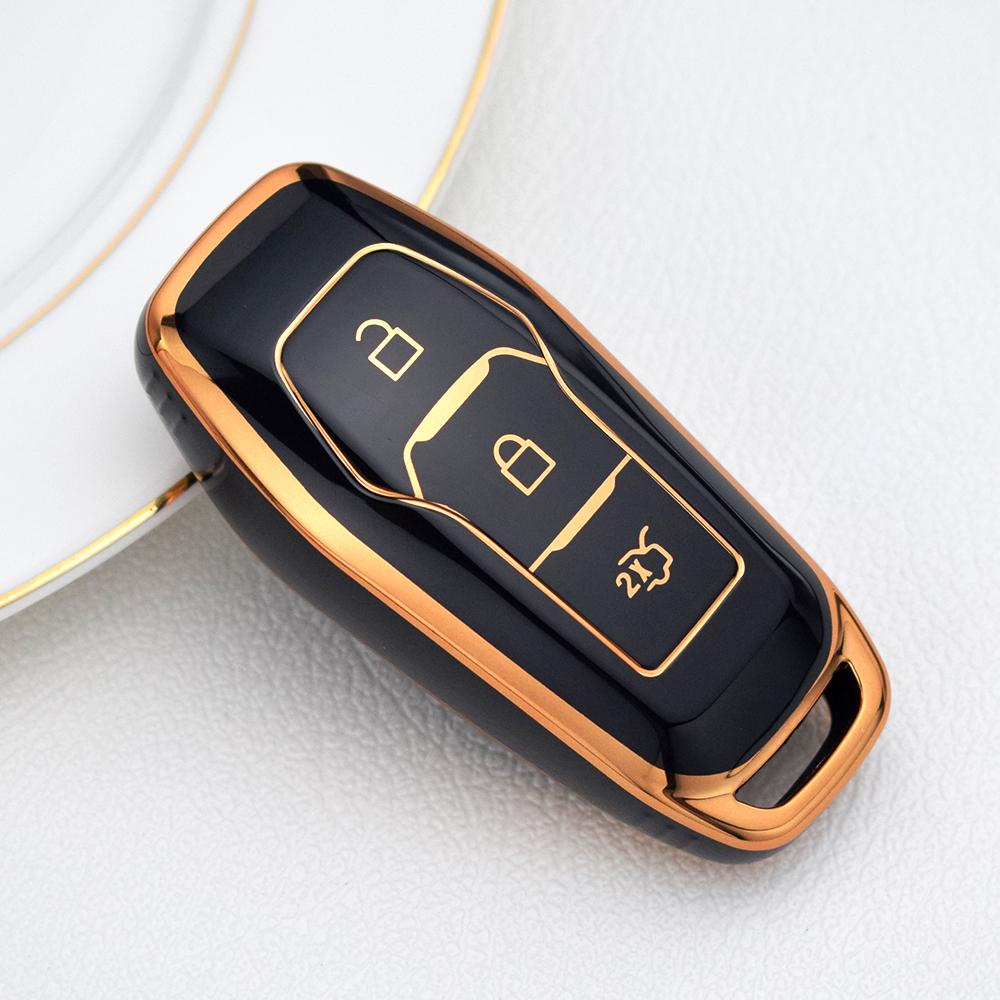 3 Buttons Tpu Car Key Cover Case For Ford Fusion Mondeo Mustang F-150 Explorer Edge - Soft Shell Fob Holder Key Chains
