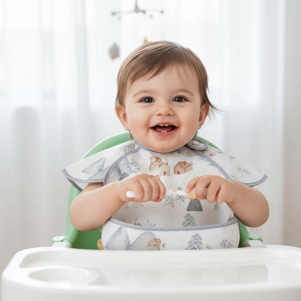 Sleeveless Design Waterproof Baby Bib Oil-resistant Material Full Body Cover Bib  Toddler Feeding