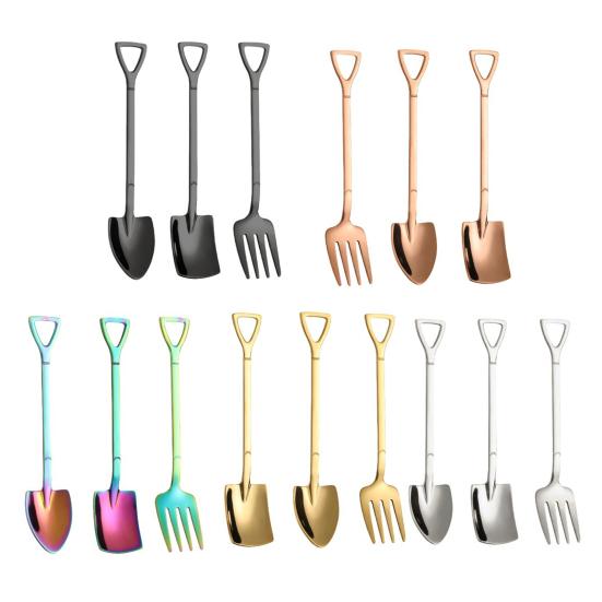 Stainless Steel Shovel Spoon Ice Cream Spoon Mini Dessert Spoons Creative Shapes Coffee Teaspoon Gift for Kitchen Restaurant Party