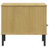 Nightstand OSLO with Metal Legs Brown Solid Pine Wood