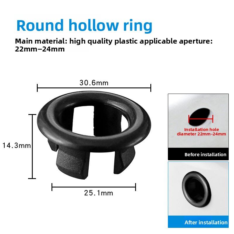 1pcs Dresser Sink Overflow Cover Ceramic Bathroom Container Kitchen Basin Decorative Round Insert Hole Silver ABS Plastic 30MM