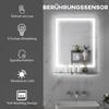 Großer Kosmetikspiegel mit Beleuchtung und Ablage, Beleuchteter Badezimmerspiegel mit 3 Farbhelligkeiten, Intelligente Touch-Steuerung, Antibeschlag