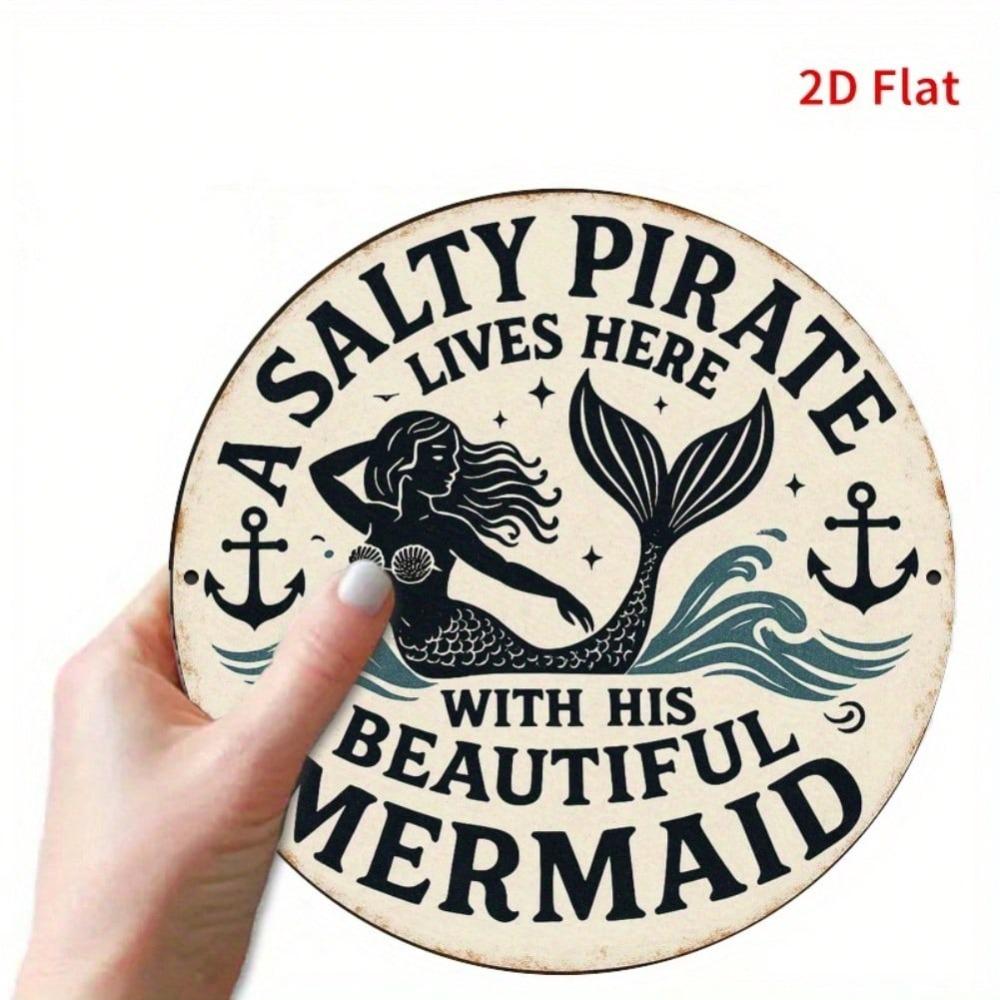 PiratMergus Tema 7,8 Tum Rund Järnskylt Rustik Nautisk Väggkonst Perfekt Hem Restaurang Dekoration Gåva