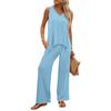 Women Sleeveless Tank Top and Wide Leg Pants Two Piece Set Casual Lounge Wear Travel Vacation Outfit Soft Fabric Relaxed Fit