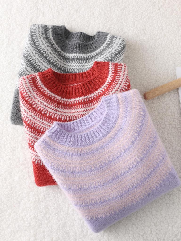 Unisex Schwwerer Fair Isle Wollpullover - Herbst/Winter Halber Rollkragen Basisschicht