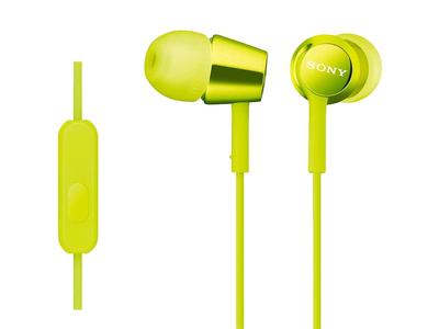 Sony MDR-EX150AP Earphones: In-Ear, Green with Remote and Microphone