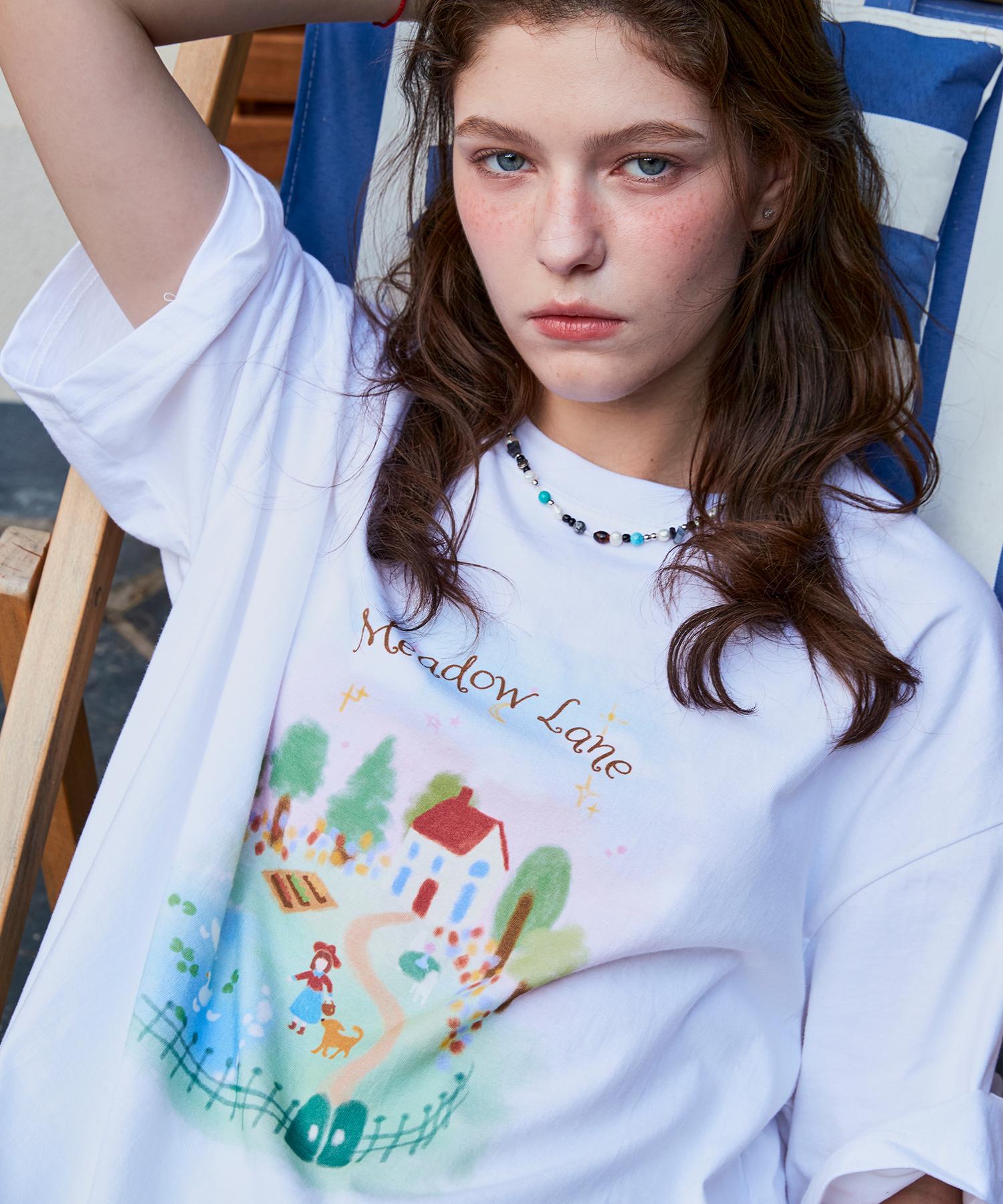 Compagno Dtp Meadow Rain Short Sleeve Tee White White/M