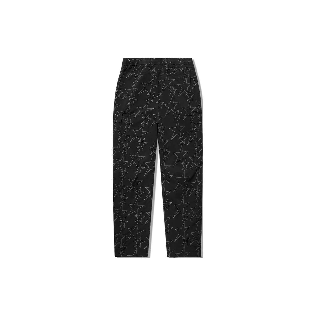 Li Ning Star Print Straight Loose Knit Sports Pants Men pants Black AYKU145-1