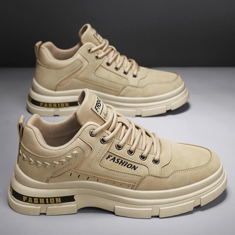 Men's Shoes With Thick Soles Height Increasing Sports Work Board Low Cut Martin Boots Casual Wear-resistant Workwear