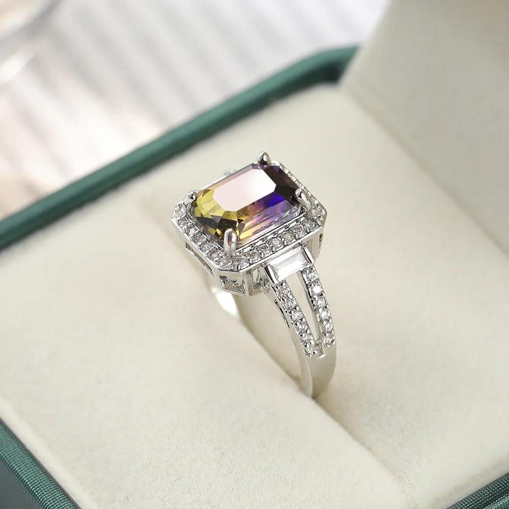 Newest Colorful Purple Tourmaline Rings for Women Fashion Finger Band Fine  Sterling Silver  Korean Style Anel