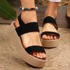 Elastic Band Chunky Platform Sandals Woman Fashion Thick Sole Wedge Sandals for Women Summer 2025 Comfort Non Slip Beach Shoes
