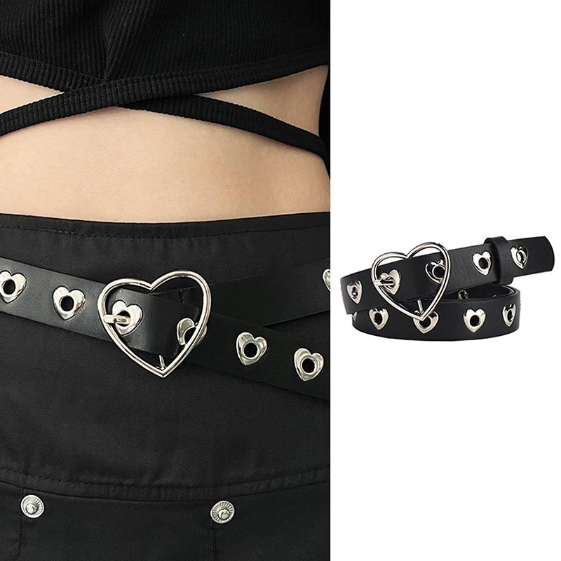 Metal Eyelet Belt No Punching Hollow Pu Leather Belt Paired With Jeans Belt For Men And Women