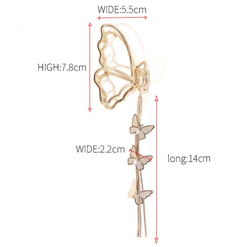 Butterfly Hair Claw Vintage Long Pendant Metal Hair Clips Crab Elegant Geometric Hairpins For Women Hair Accessories