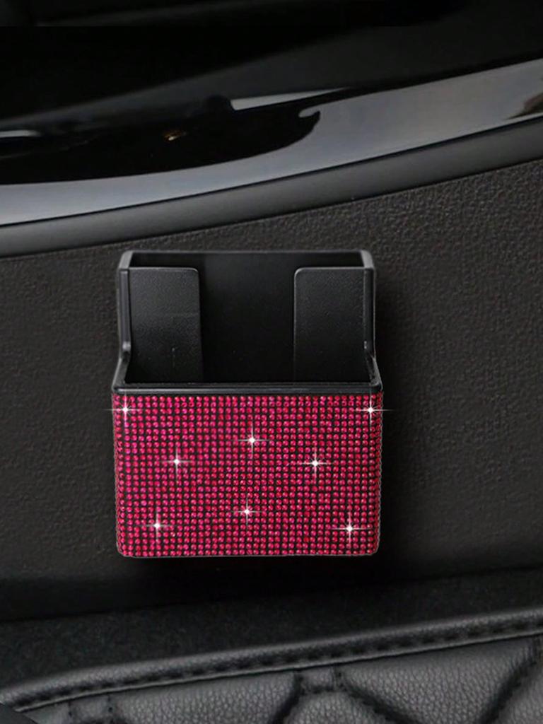 Bling Car Dashboard Organizer – Rhinestone Adhesive Storage Box, Non-Slip Liner, Universal Fit for All Vehicles
