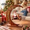 Unique Christmas Exchange Gifts Santa Claus Swing Tabletop Figurine Wooden Xmas Statue with Decorative Holiday Figures Pinecone Snowflake Gift