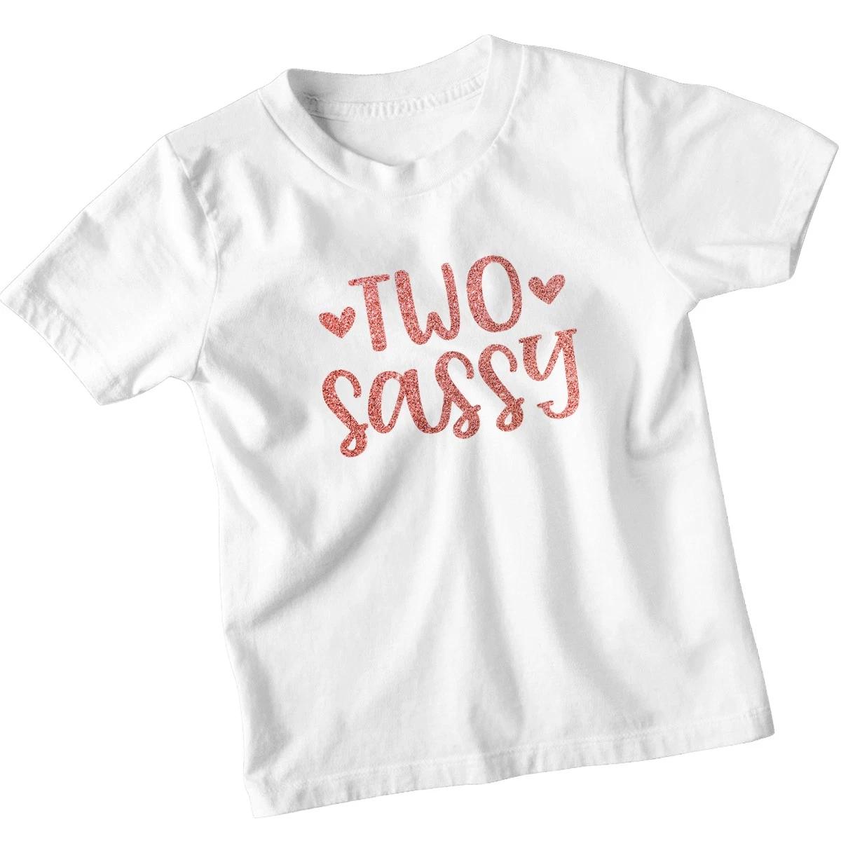 Two Sassy Second Birthday T-Shirt 2nd Birthday Girls Tops Short Sleeve Tee 110