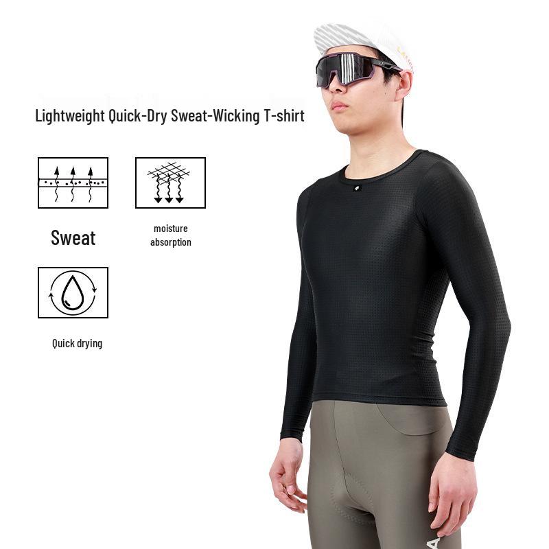 

Мужская джерси для велоспорта с длинным рукавом Lampaida, быстросохнущая: Крутой, влагоотводящий базовый слой для шоссейного велоспорта S чёрный