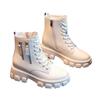 Pu Artificial Leather Platform Ankle Boots Women Lace-Up Zipper Thicked Plush Snow Boots Woman Winter Non-Slip Warm Cotton Shoes