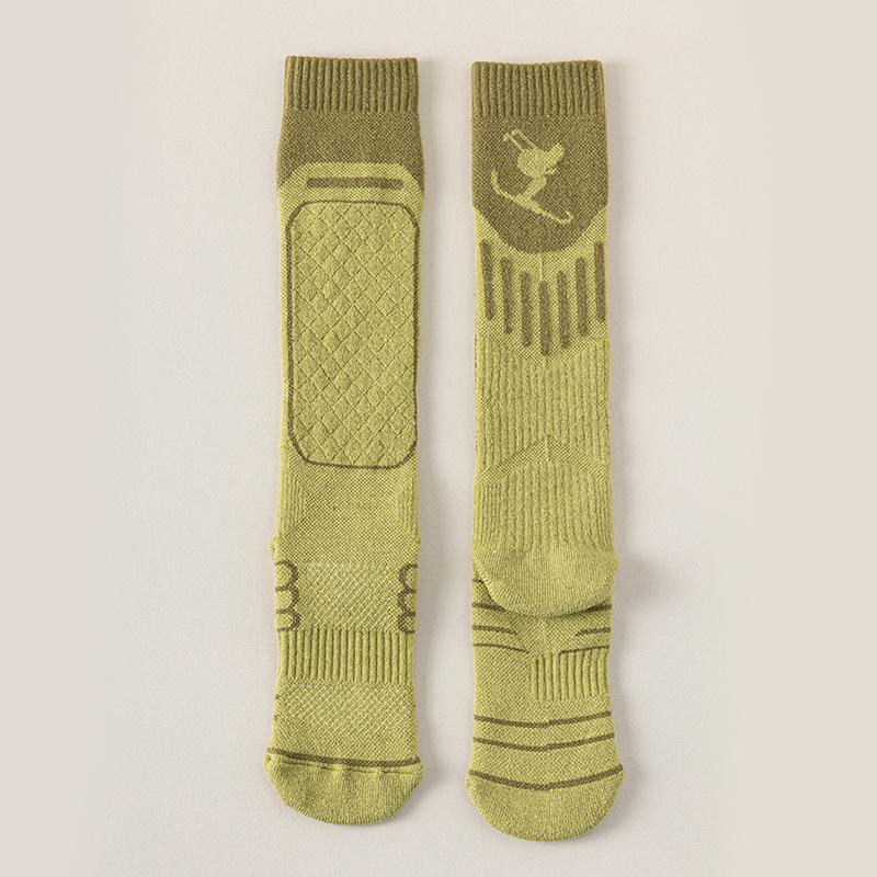 Skiing Calf Socks for Women, Thick and Warm In Winter with Towel Soles, Outdoor Hiking and Mountain Climbing Sports Stockings