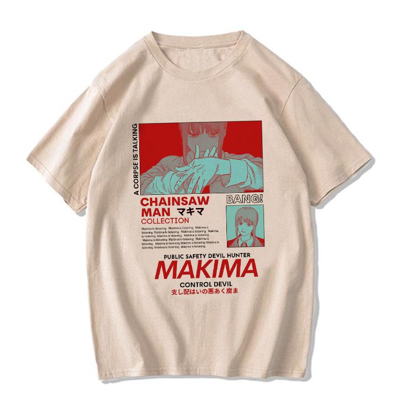 Chainsaw Unisex T Shirt Unisex EU Unisexga Cartoon Pochita Tshirt Japanese Anime Makima Harajuku Graphic Tees Clothing Tops Tshirt