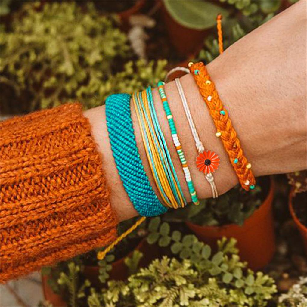 1 Set Bohemian Bracelet Comfortable Drawstring Beaded Bracelet for Women
