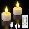 PChero Rechargeable LED Candles with Timer, 2-Pack, USB Rechargeable, Flameless LED Candles, Power Outage Compatible, Tealight, Energy Saving,