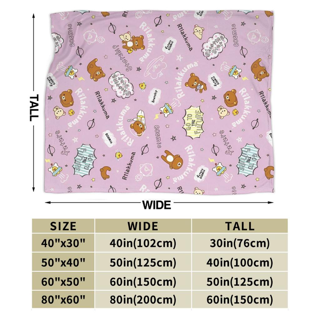 Rilakkuma Korilakkuma Cute Bear Knitted Blankets Flannel Kiiroitori Cartoon Ultra-Soft Throw Blanket Outdoor Quilt Multifunction