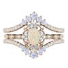 Luxury New European and American inlaid Opal ring, light luxury fashion two-piece ring, rose gold ring for women