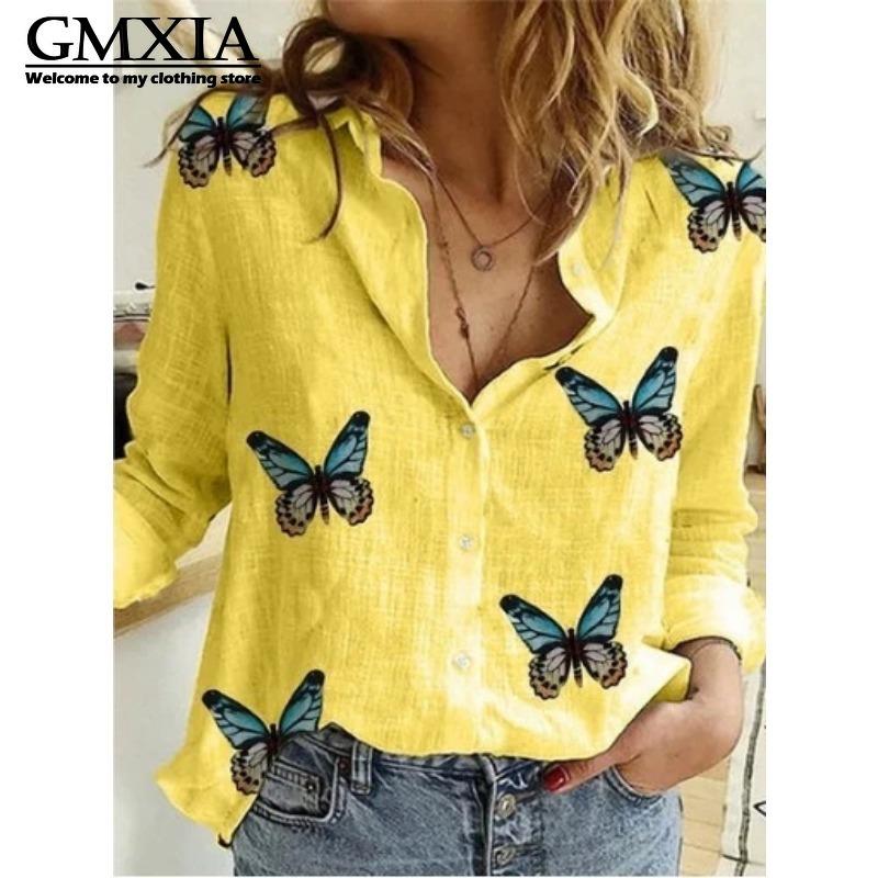 GMXIA Damska Moda Casual Rekreacyjna Bluzki i Koszule z Długim Rękawem z Kołnierzykiem POLO