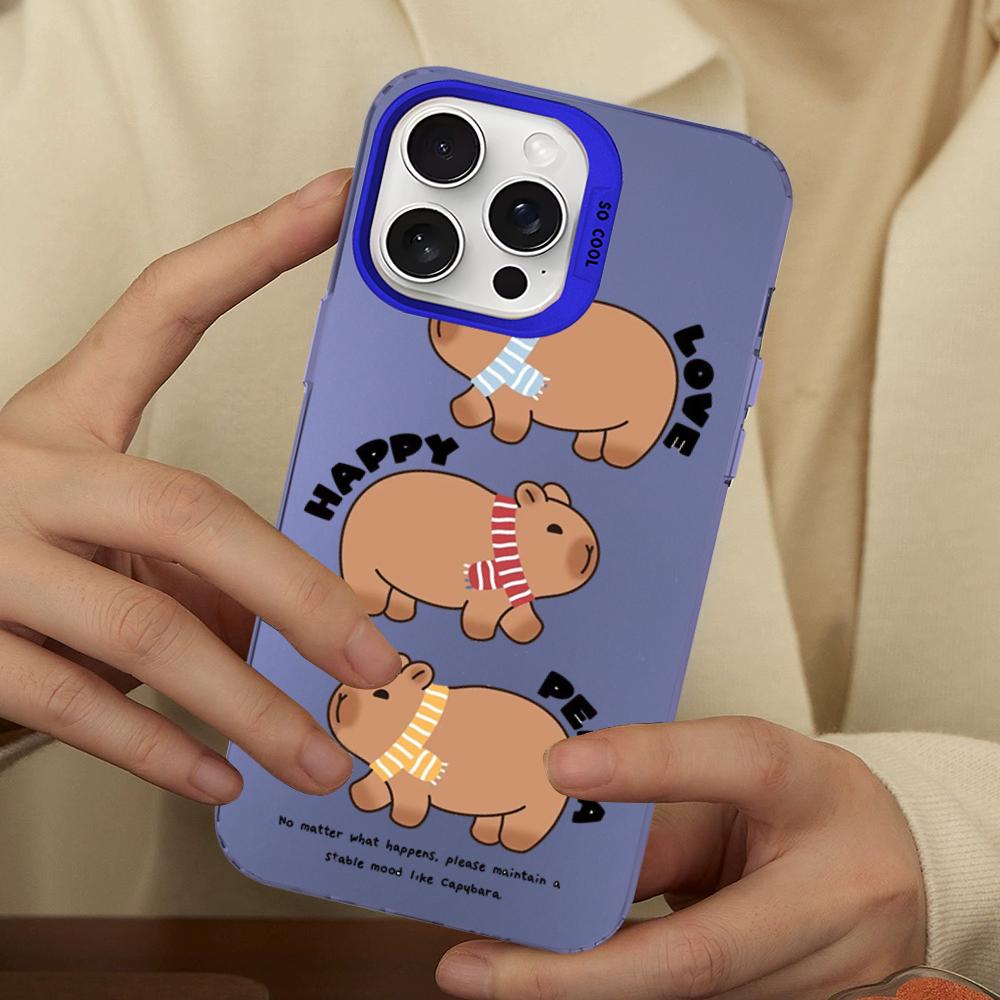 Cartoon Cute Capybara Phone Case For IPhone 18 16 15 14 13 12 11 Pro Max X XR XSMAX 8 7 Plus Matte Shockproof Back Cover