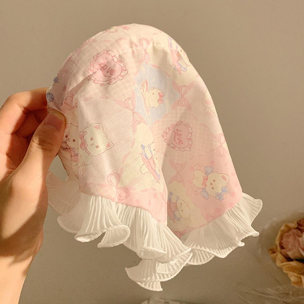 Korean Bowknot Hair Scarf Triangle Blue Neck Scarf Soft Hair Wrap Pastoral Style Hair Bandanas for Women Girls Hair Accesories