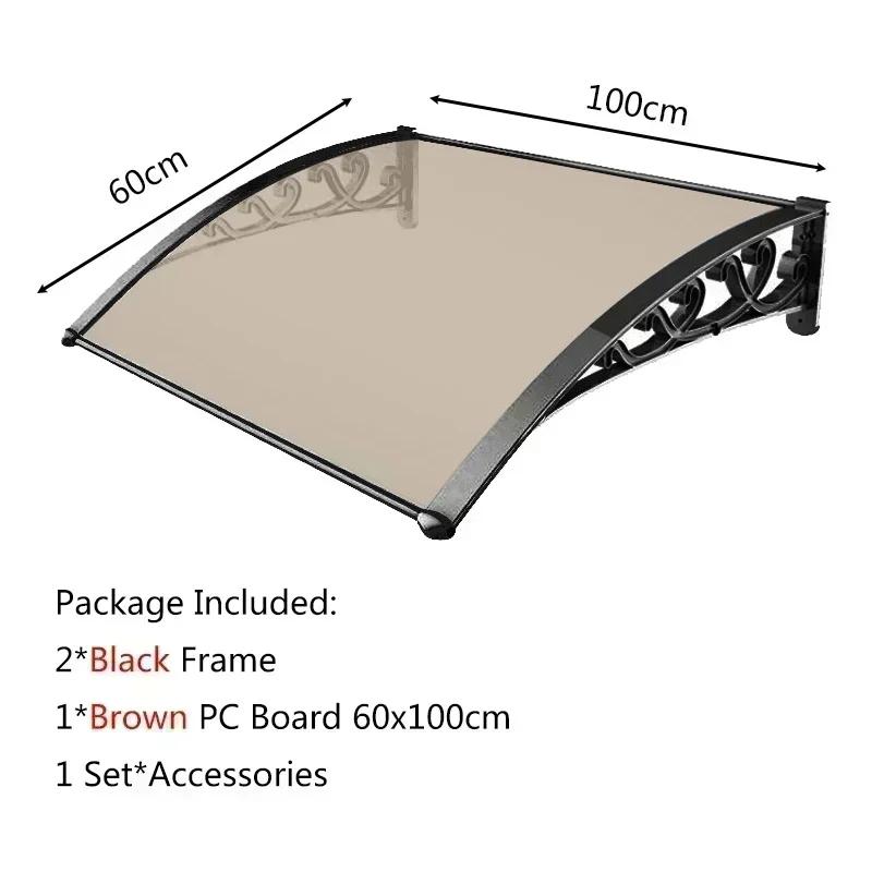 Sunshade Polycarbonate Sunshade Aluminum Alloy Bracket Door and Window Eaves Rain Cover Large-sized Silent Awning