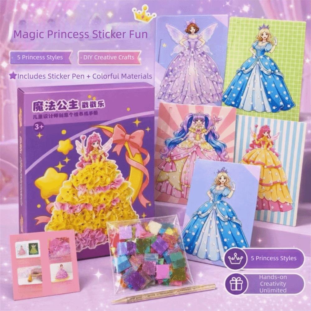 Creative Fairy Tale Hand Poke Painting Puzzle Dress Up Sticker Book Fabric Art Craze Poke Art Kids
