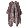 Knitted Shawl Women's Winter Thick Seam Shawl European and American Dual-use External Scarf Warm Printed Fashionable Scarf Cape