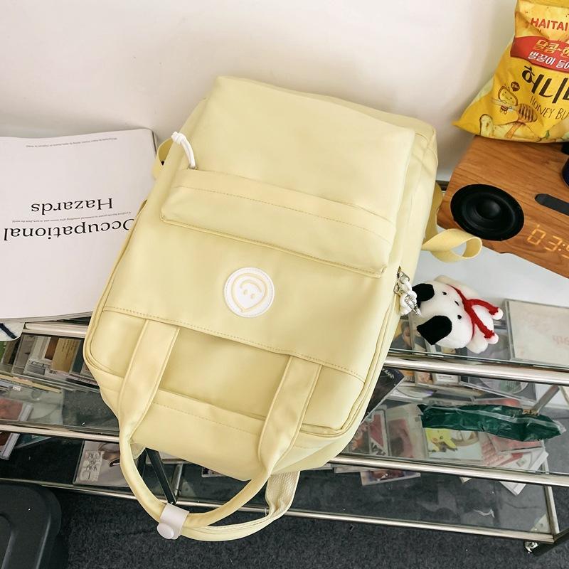 Japanese Ins Girls Backpack Korean Version of Junior High School Student Schoolbag Women's Large-capacity Solid Color Nylon Handbag