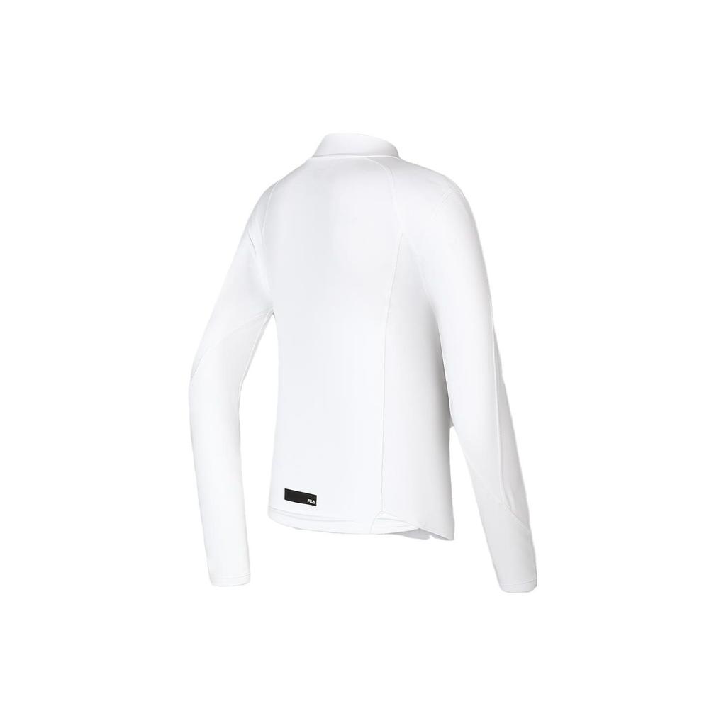 Fila Solid Color Stand Collar Fitness Slim Fit Long Sleeve Raglan T-Shirt Women Tops Jade-White A11W341207F-WT