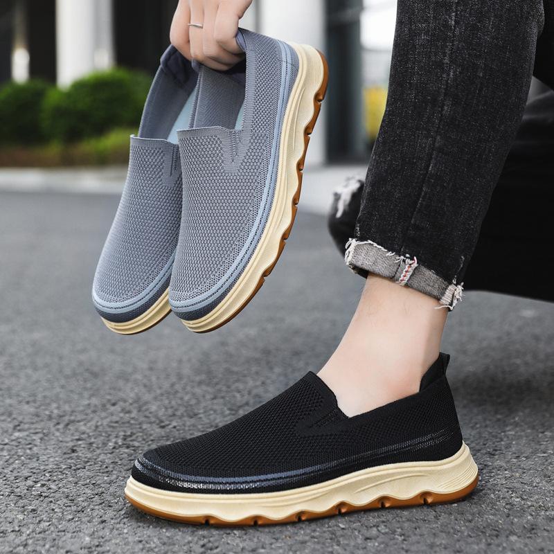 Men's Shoes One-pedal Fly-woven Casual Shoes Soft-soled Comfortable Shoes Men's Shoes Breathable and Lightweight Cloth Shoes
