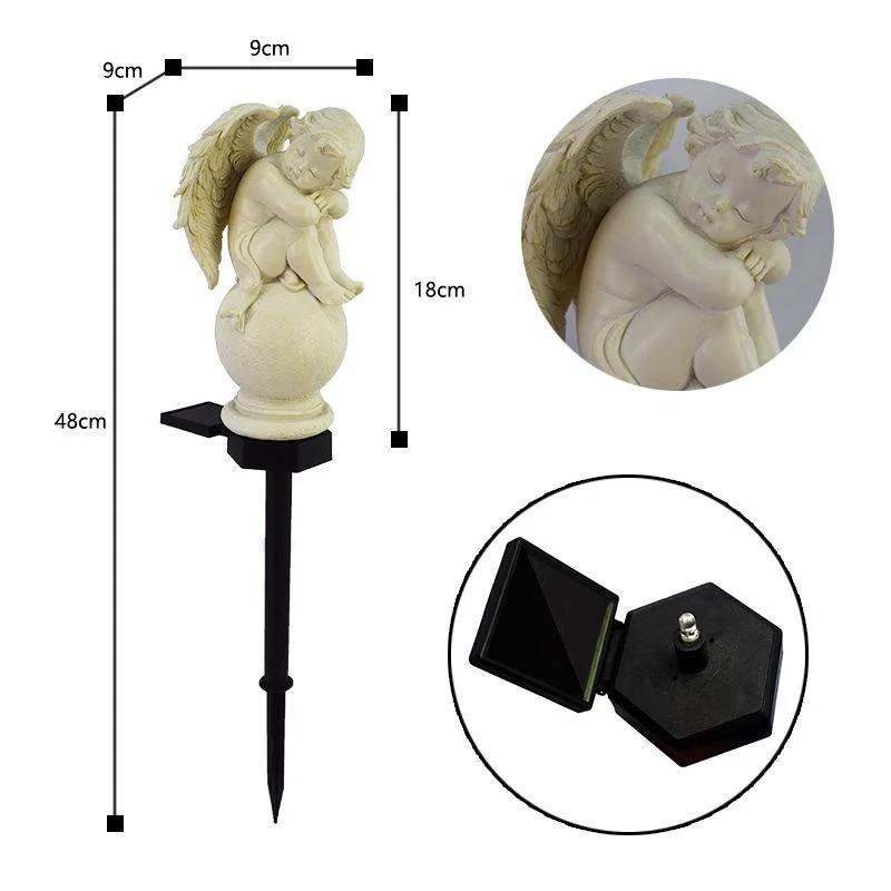 Solar Outdoor Waterproof Courtyard Ground Lamp Resin Angel Statue Garden Lawn Landscape Decorative Lights