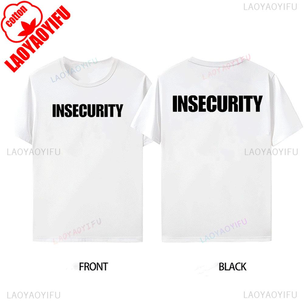 Insecurity TShirt Cotton Black Tee Front or Back Print Hand Screen Printed  Funny Anxiety TShirt Men Clothing Streetwear Tops