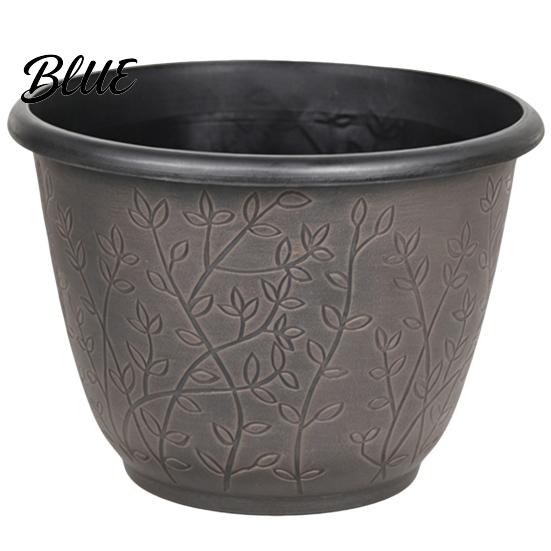 Flower Pots with Drainage Holes 12 Inch Thickened for Outdoor Indoor Plastic Leaf-Pattern Texture Deep Containers Flowers Planter Hole & Saucer,