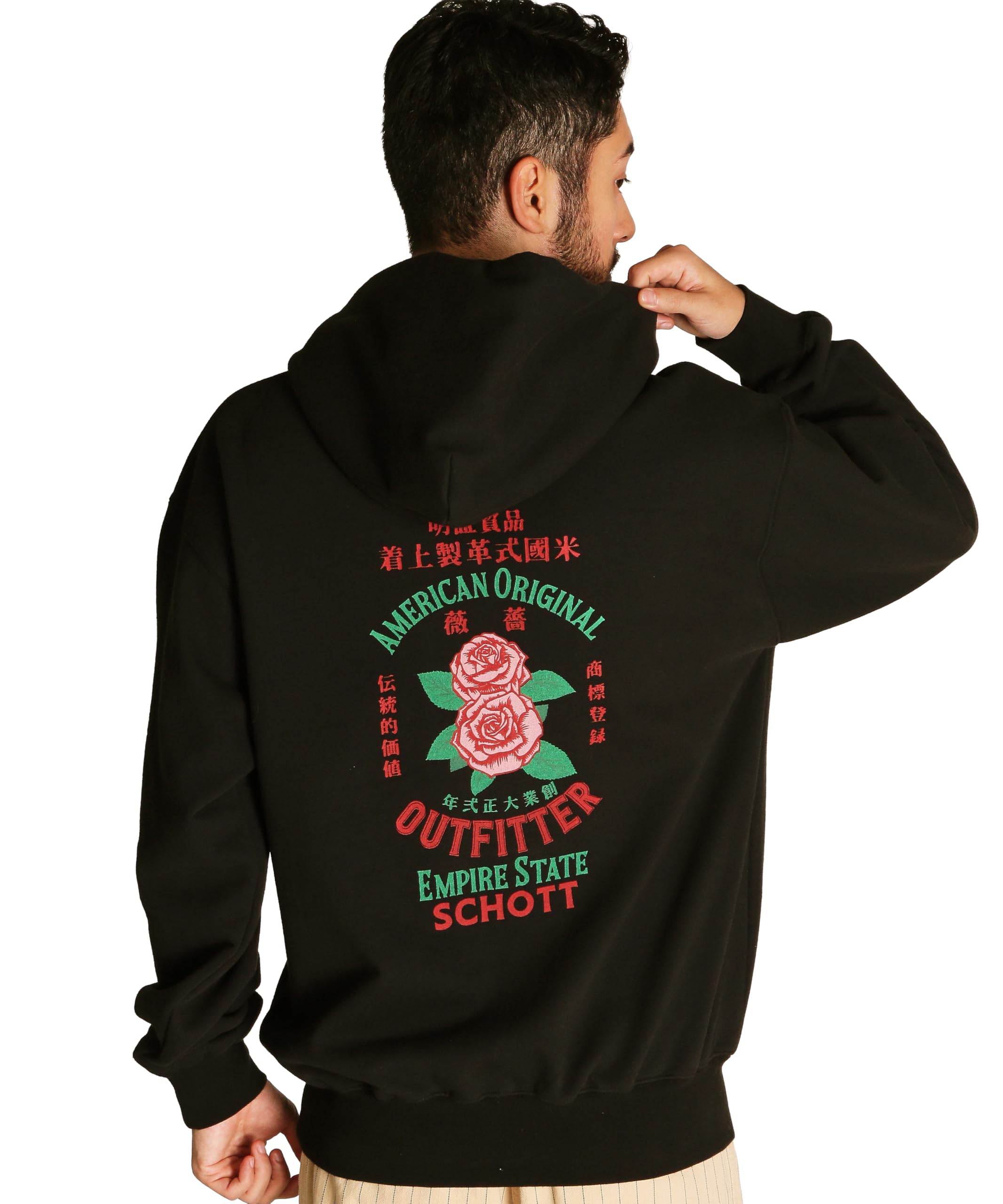 

Schott ADVERTISEMENT ROSE HOODED SWEAT, Men s, Size 2XL, 010, Black, 782-5231002