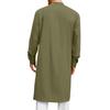 Mens Kaftan Thobe Button Down Casual  Shirts Long Sleeve Robe Cotton Linen Muslim Gown Shirt