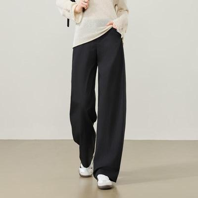 ESE-Y Dames Katoen Linnen Hoge Taille Wijde Pijpen Broek